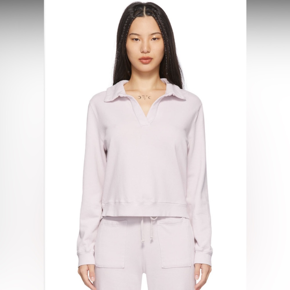 LACAUSA blaze polo sweatshirt - lilac collar pullover